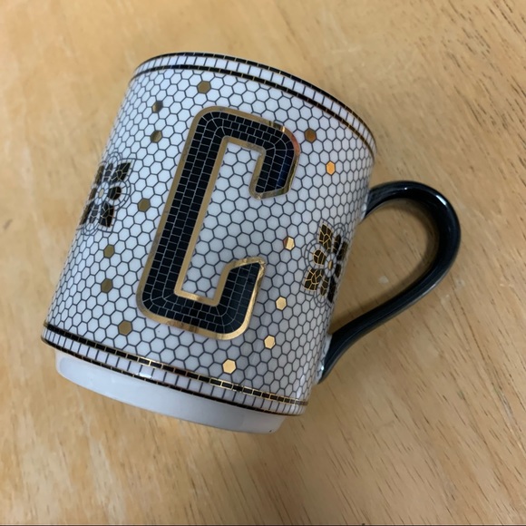 Anthropologie Tiled Margot Monogram Coffee Mug C